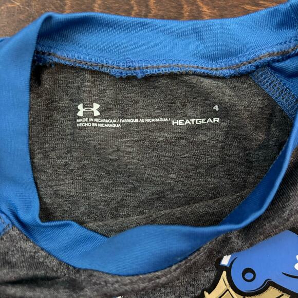 Under Armour Boys 4 XS Baseball Peanut Shirt Dri-fit Graphic Tee - Picture 2 of 4